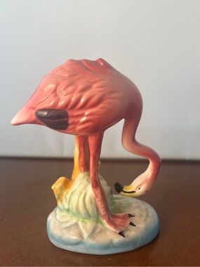 Mid Century Pink Ceramic Flamingo Figurine